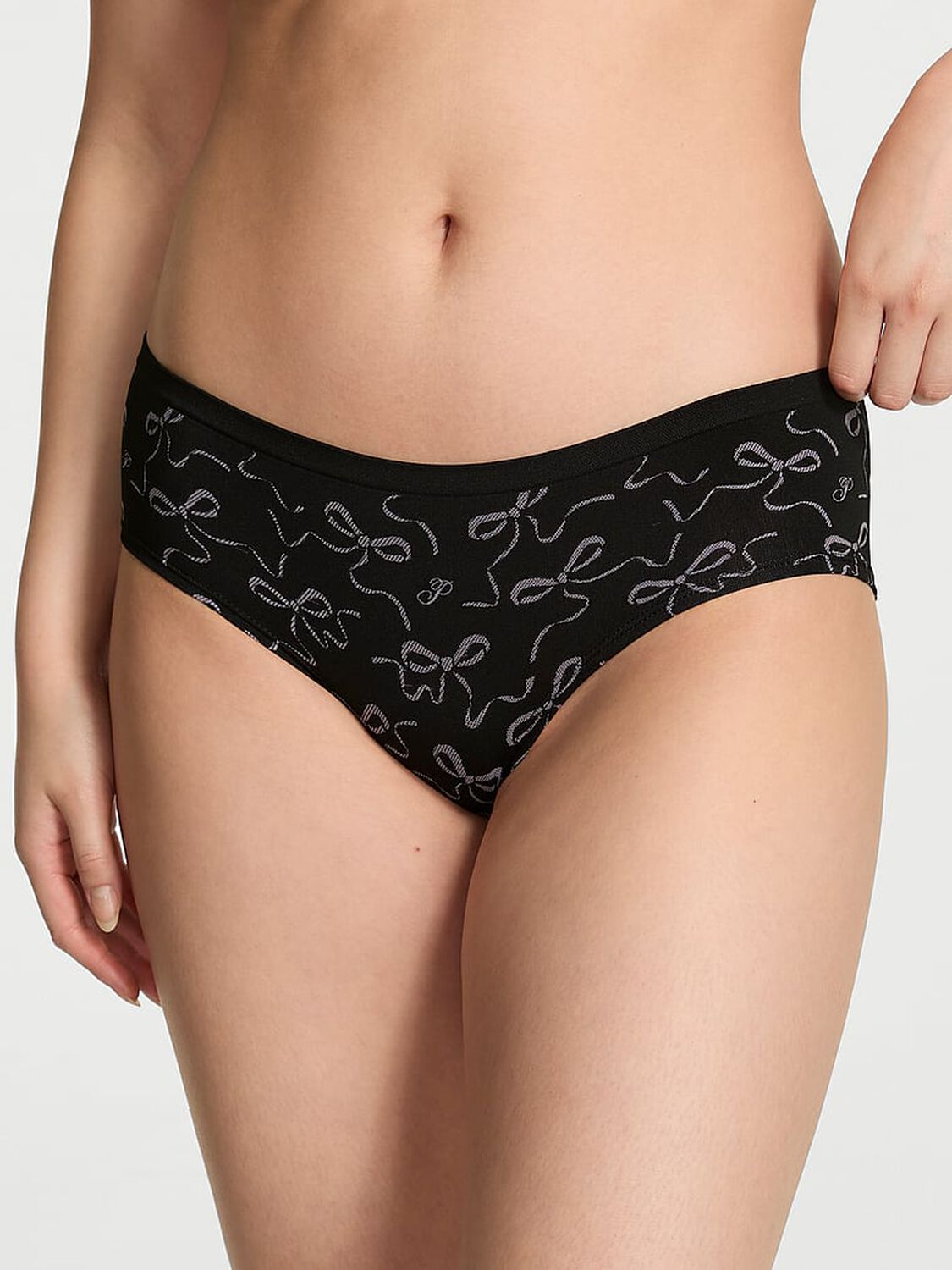 vs Pink Seamless Hiphugger Panty Black Bow Print 1 of 3 