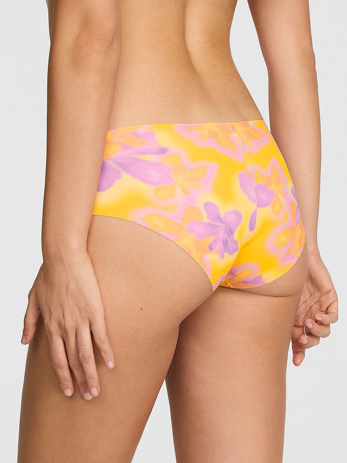 vs Pink No-Show Hiphugger Panty Yellow Hibiscus Floral Print 2 of 3 