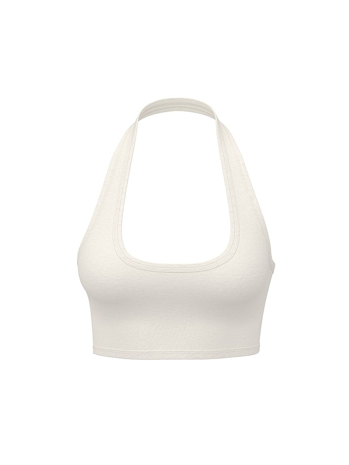 vs Pink All-Day Cotton Halter Sports Bra Winter White 3 of 3 