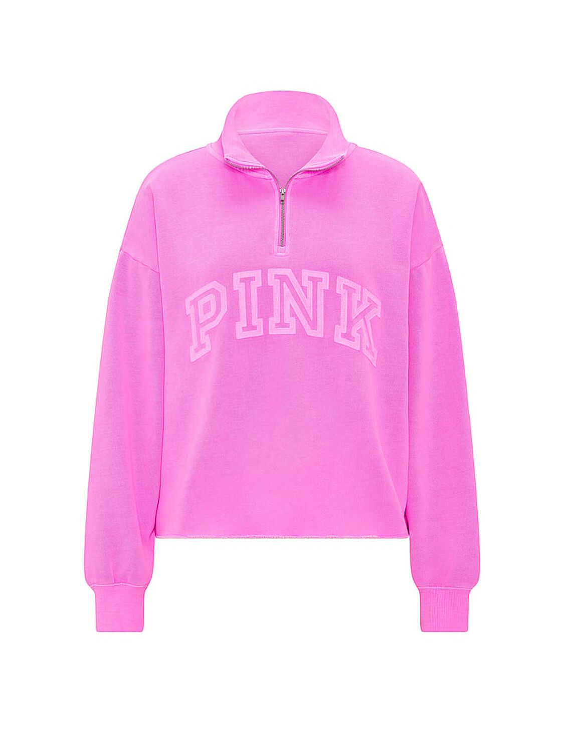 vs Pink Campus Fleece&trade; Quarter-Zip Straight-Cut Sweatshirt Pink Berry 3 of 4 