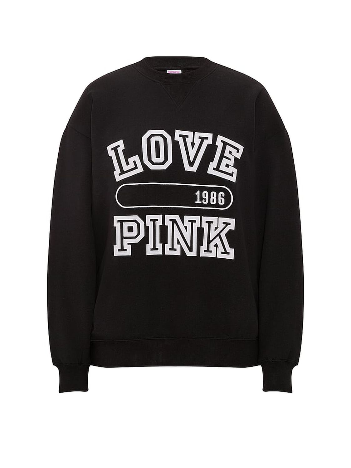 vs Pink Campus Fleece&trade; Oversized Crew Sweatshirt Pure Black 3 of 3 