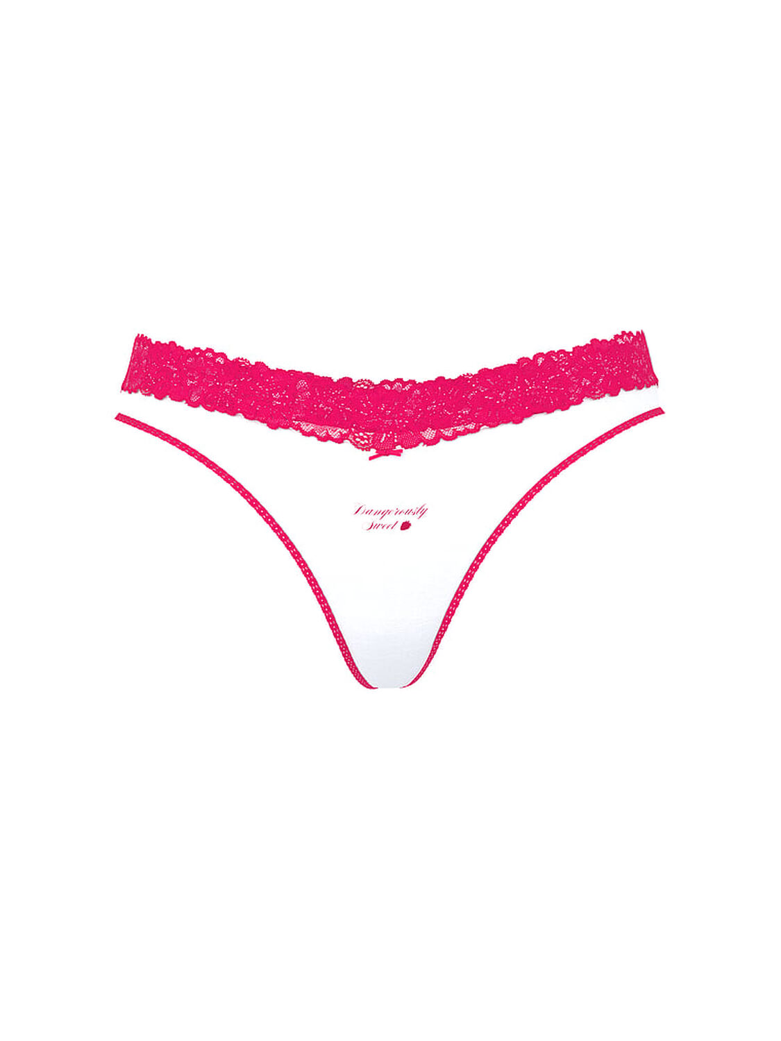 vs Pink Cotton Lace-Trim High-Leg Thong Panty White "Dangerously Sweet" 3 of 3 