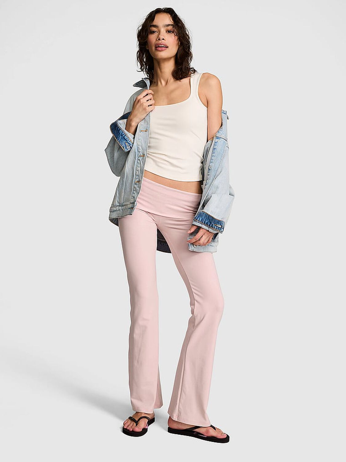 vs Pink Soft Modal Foldover Kick-Flare Leggings Dollhouse 1 of 3 