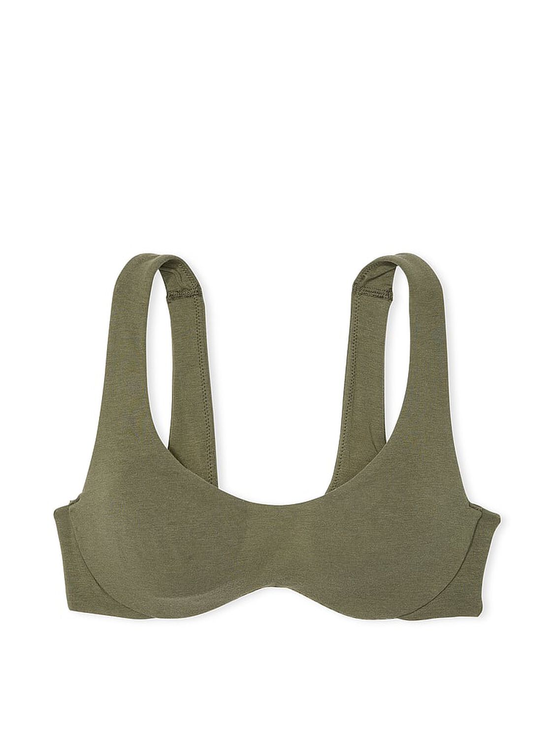 vs Pink Bralettes & Bra Tops Base Cotton Unlined Scoop Bra Casual New Olive 3 of 3 