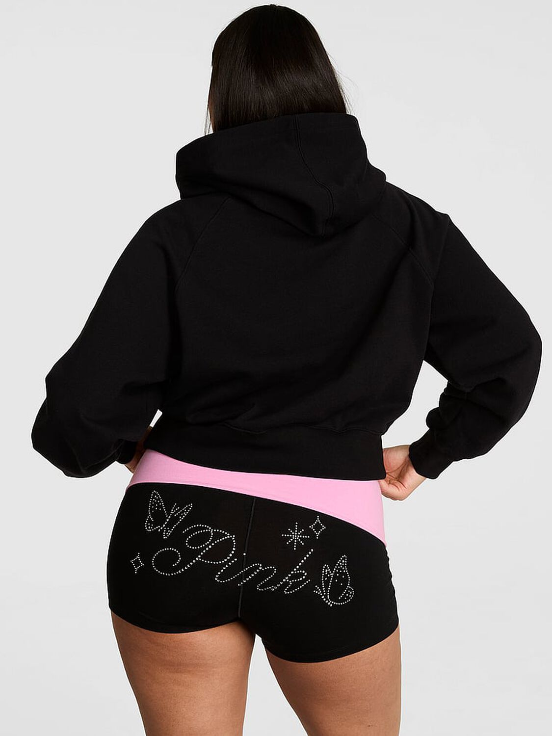 vs Pink Campus Fleece&trade; Shrunken Hoodie Pure Black 2 of 3 