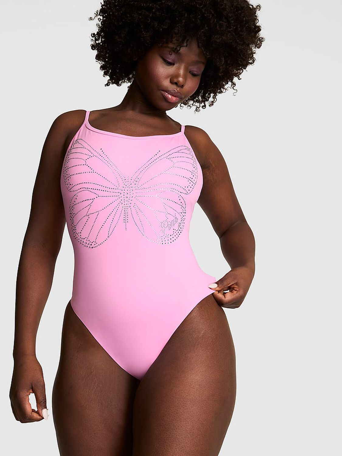 vs Pink Swim Low-Back One-Piece Swimsuit Pink Lollipop 1 of 4 