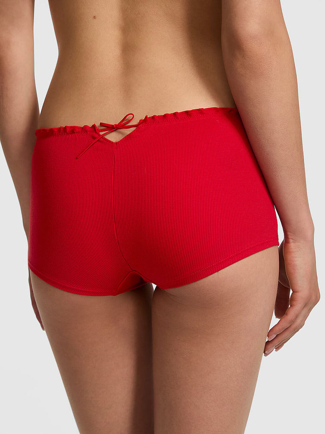 vs Pink Cotton Boyshort Panty Bright Vermillion Side Tie 1 of 2 