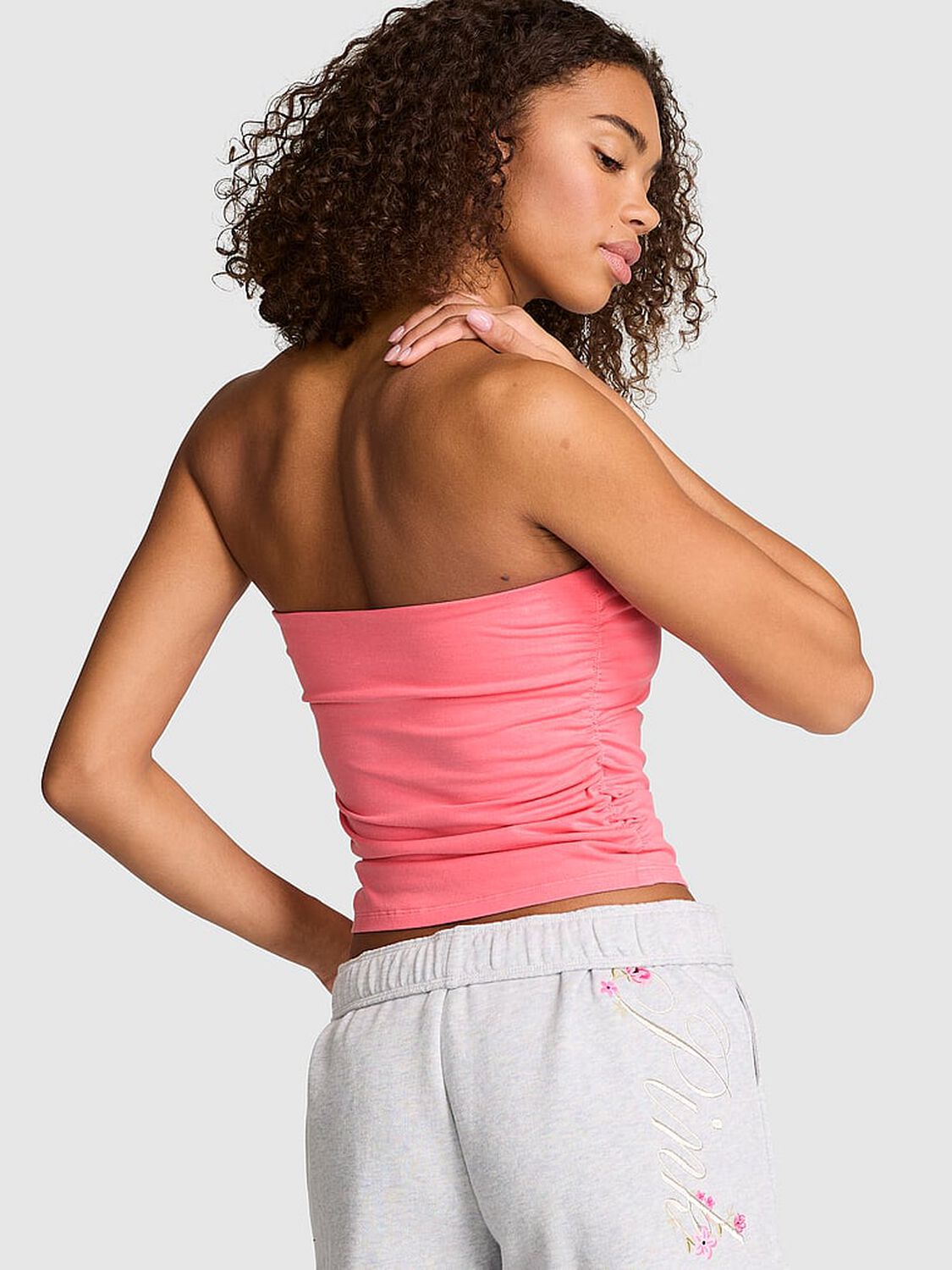 vs Pink All-Day Cotton&trade; Side-Ruched Tube Top Vivid Pink 2 of 3 