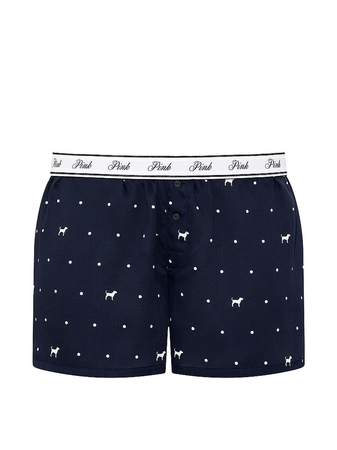 vs Pink Silky Sleep Boxy Pajama Shorts Noir Navy Dot & Dog 3 of 3 