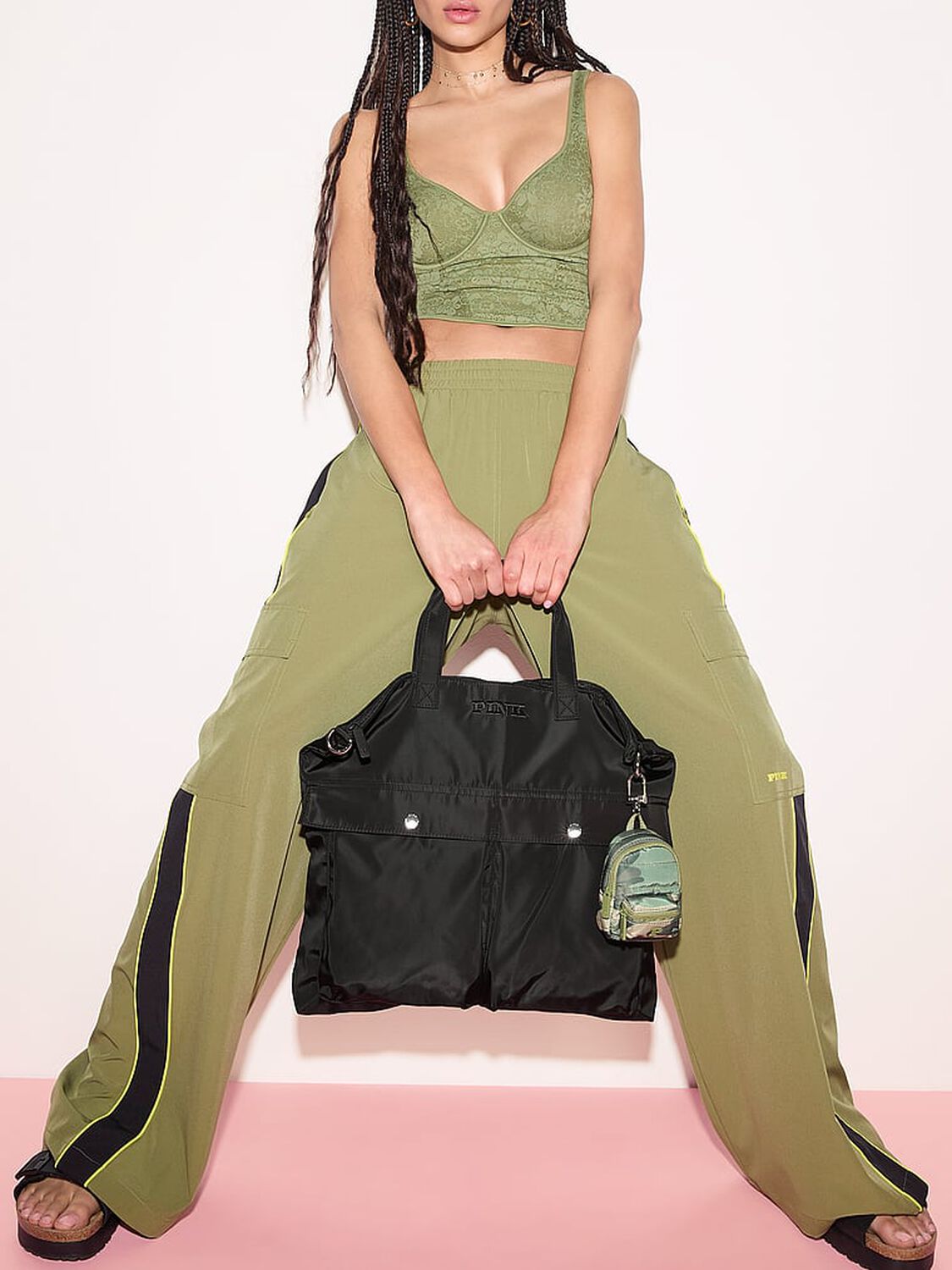 vs Pink Mini Backpack Keychain Charm Green Camo 2 of 2 