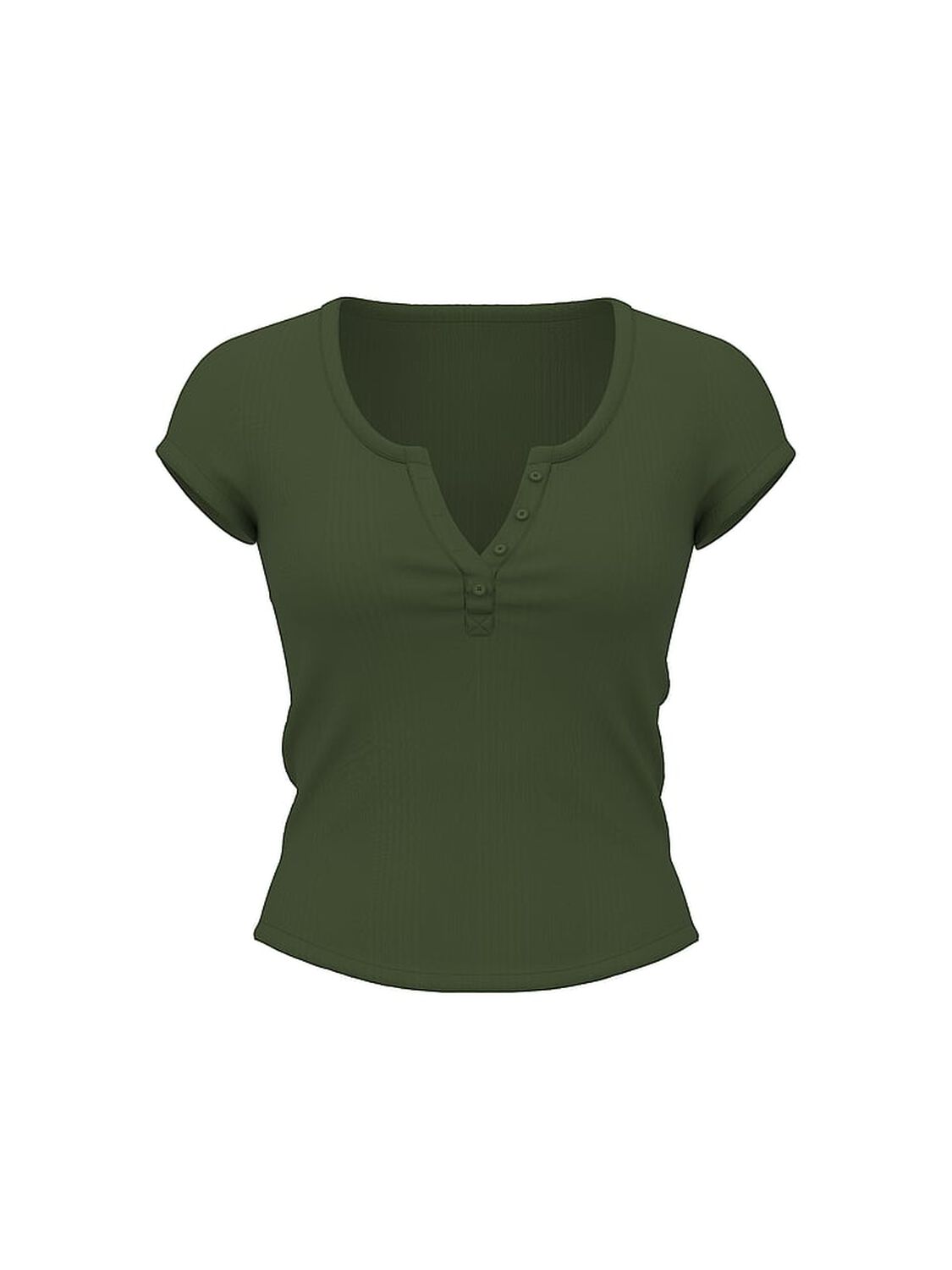 vs Pink Multi Rib Henley Tee Wild Thyme 1 of 2 