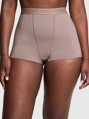 Logo Cotton Shimmer High-Waist Boyshort Panty