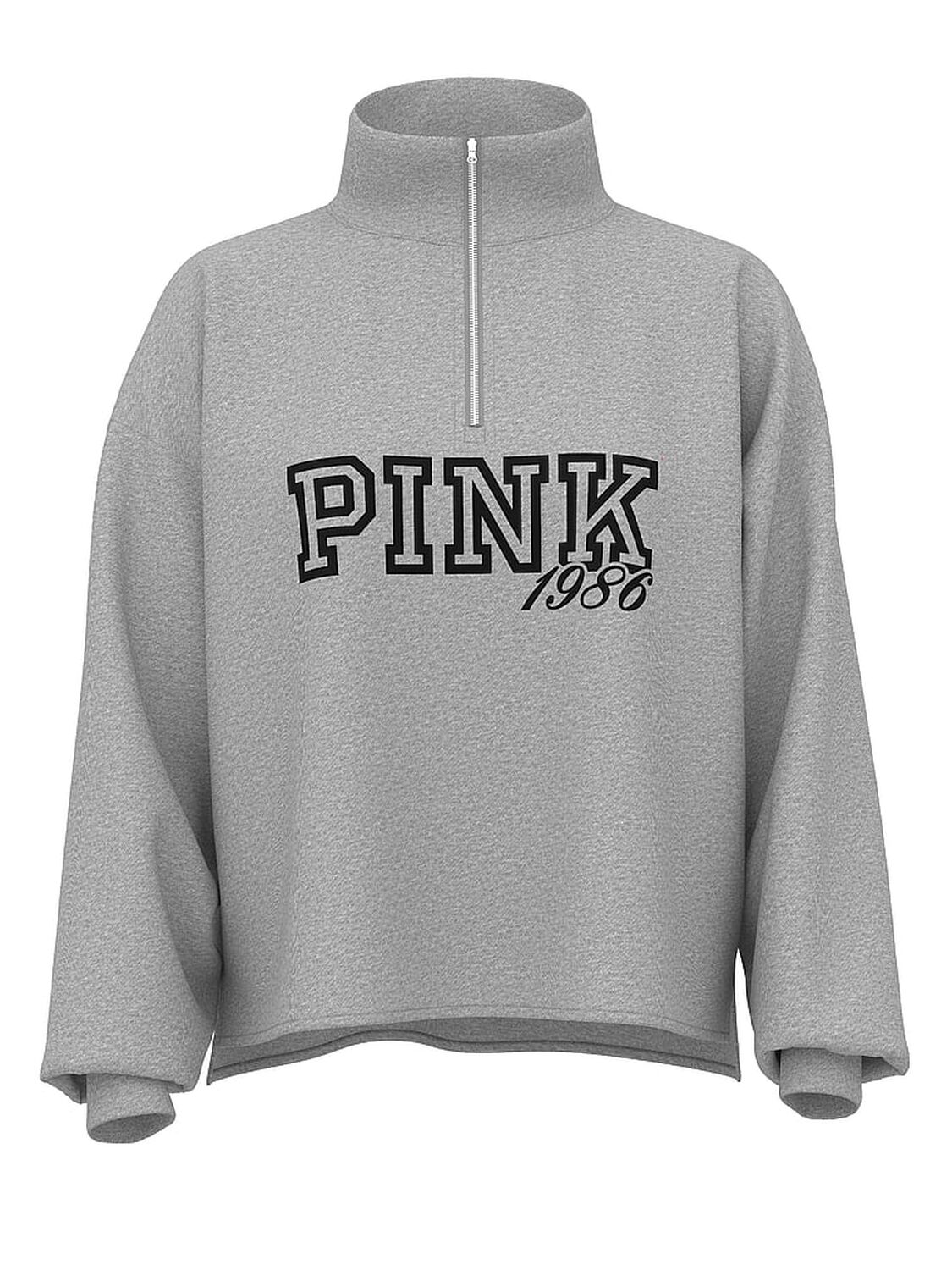 vs Pink Campus Fleece&trade; Quarter-Zip Straight-Cut Sweatshirt Medium Heather Grey Spring 3 of 3 