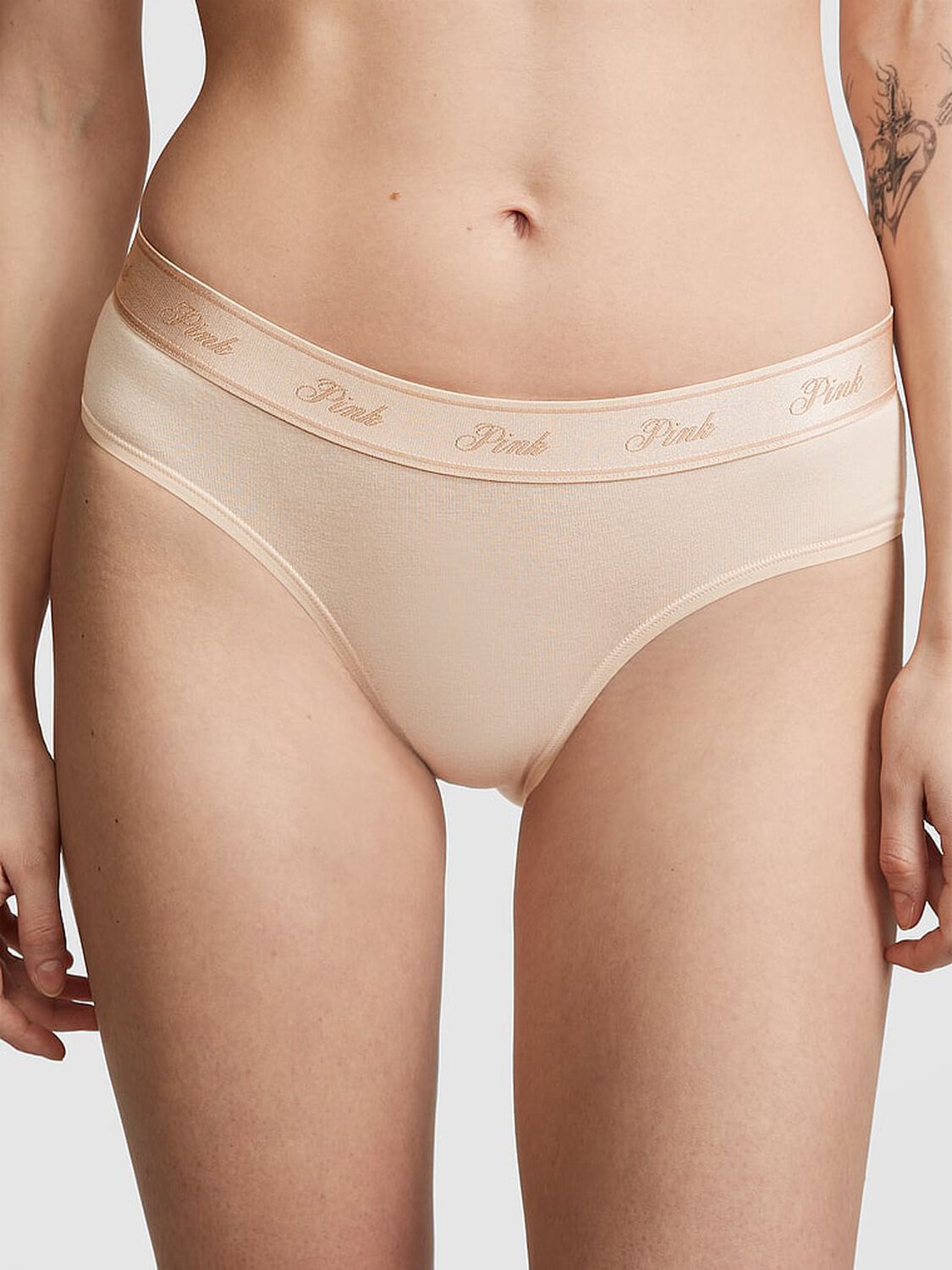 vs Pink Logo Cotton Hiphugger Panty Marzipan 1 of 3 