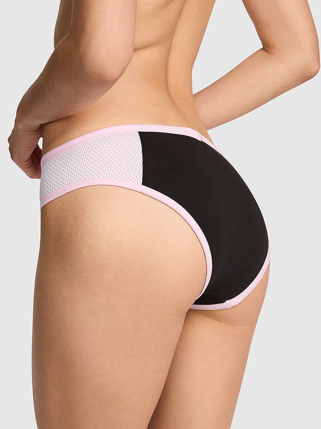 vs Pink Cotton Cheeky Panty Black With Pink Tulip Trim 2 of 3 
