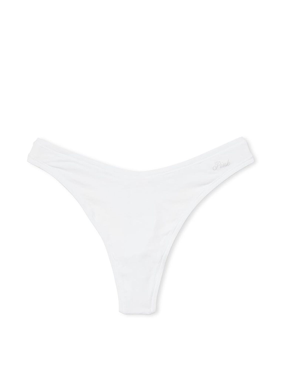 vs Pink Cotton High-Leg Thong Panty Optic White 3 of 3 