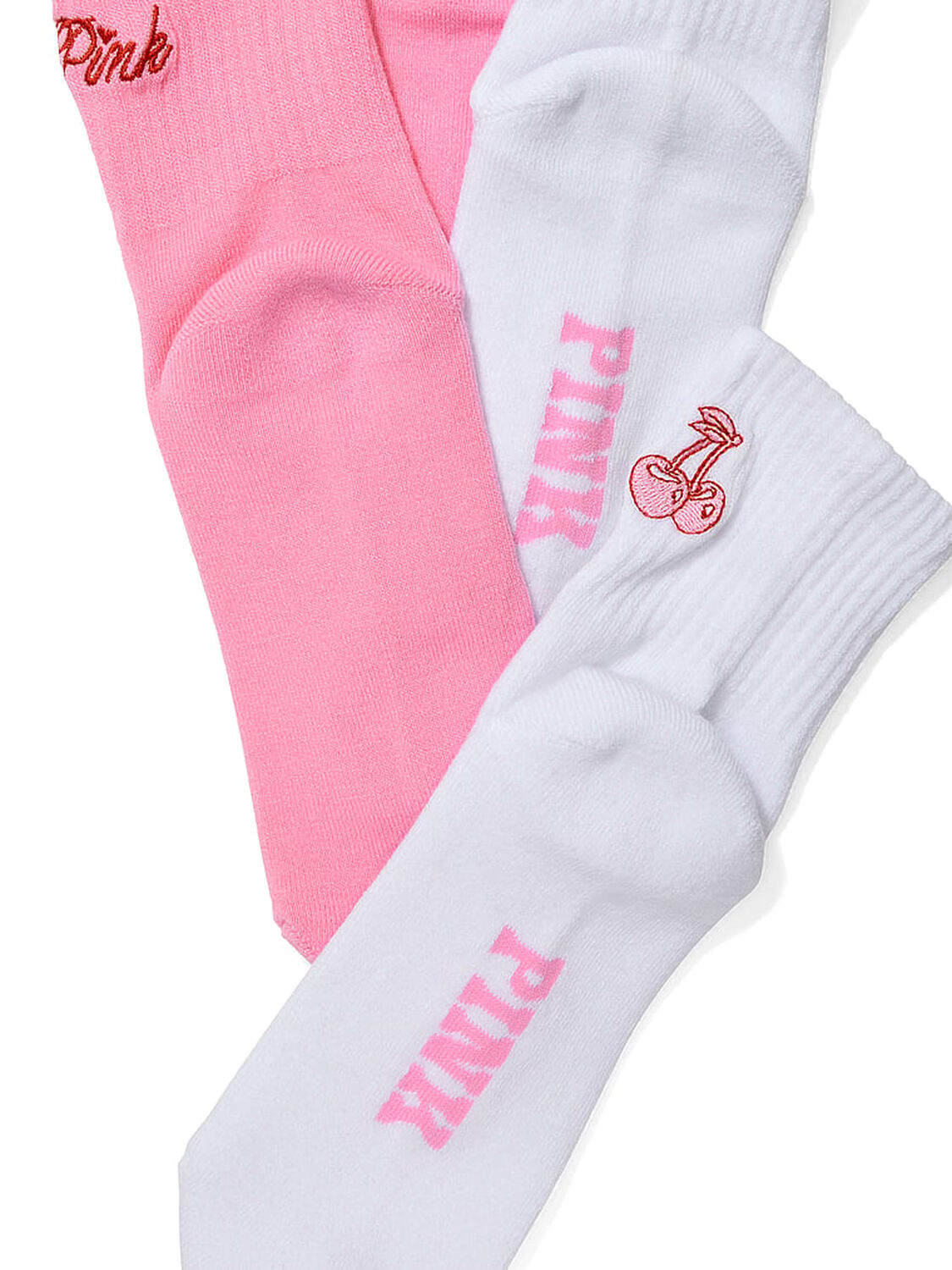 vs Pink 2-Pack Quarter Socks Vs White Cherry Icon/Pink Lollipop Logo Script 2 of 2 