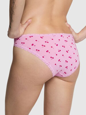 Cotton Lace-Trim Low-Rise Cheeky Panty