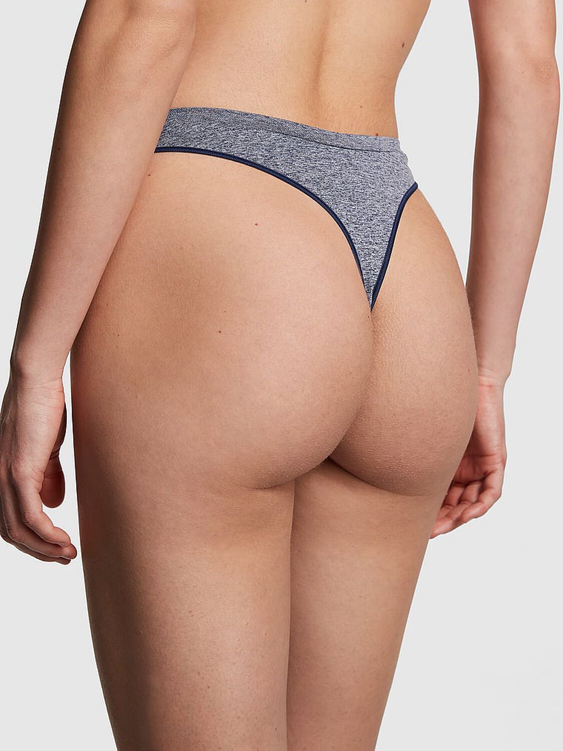 vs Pink Seamless High-Leg Thong Panty Midnight Navy Marl 2 of 3 