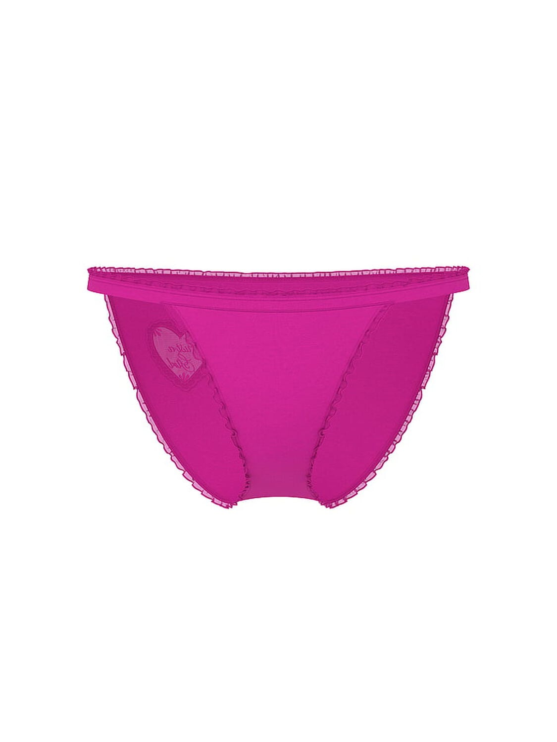 pink Pink Cotton String Bikini Panty Pink Fire With Heart Mesh Graphic 3 of 3 