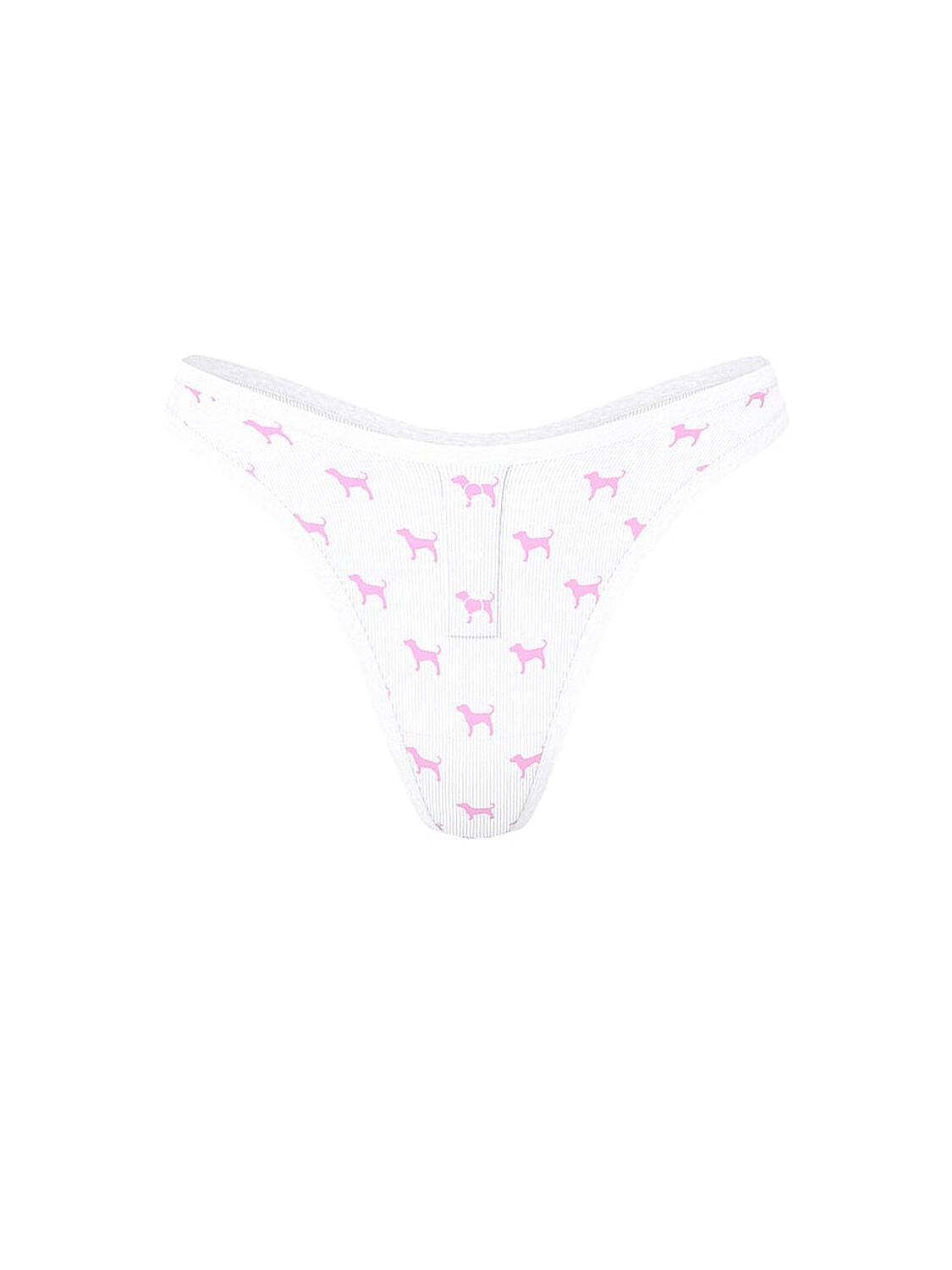 pink Pink Cotton High-Leg Thong Panty White Ground Dog Print 3 of 3 