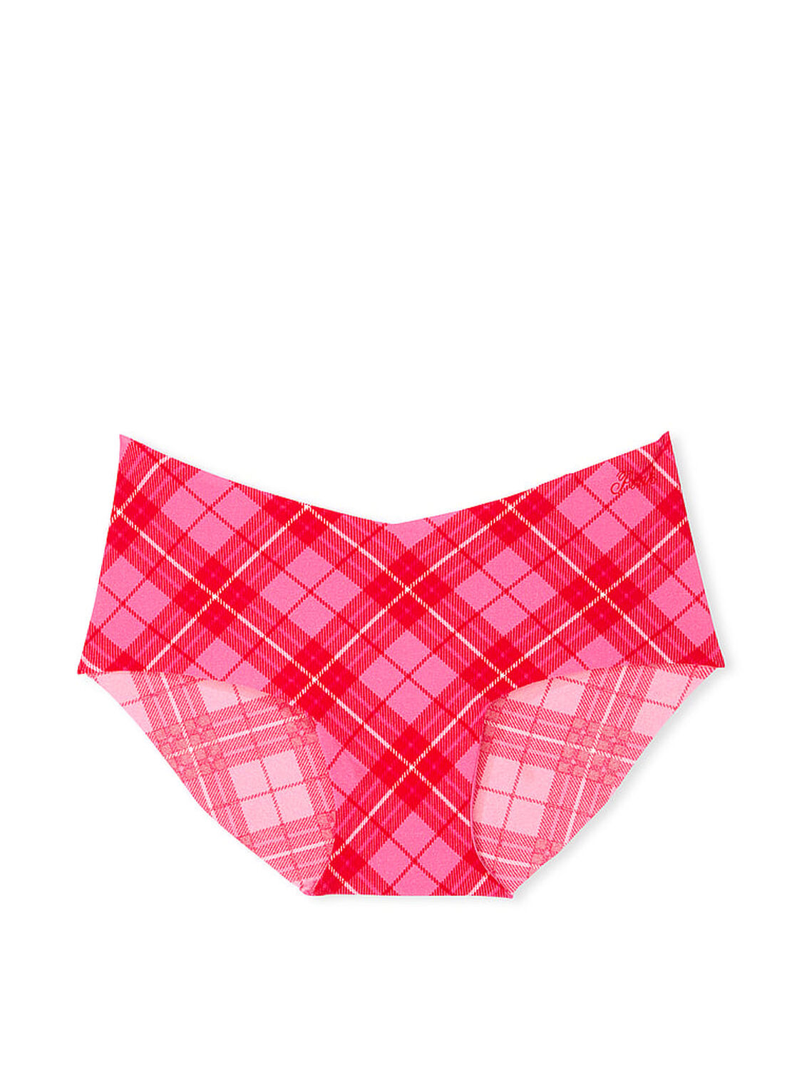 vs Pink No-Show Hiphugger Panty Pink And Red Plaid Print 3 of 3 
