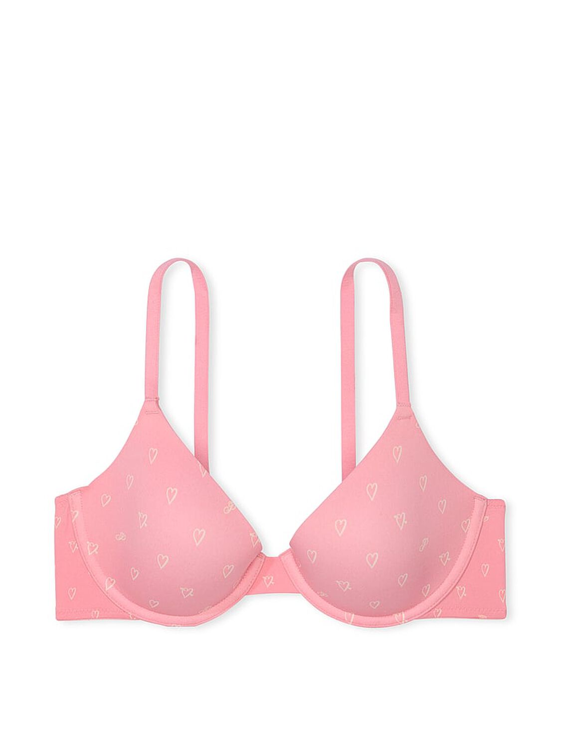 vs Pink Wear Everywhere Wear Everywhere Lightly Lined T-Shirt Bra Petal Pink Heart Print 3 of 3 