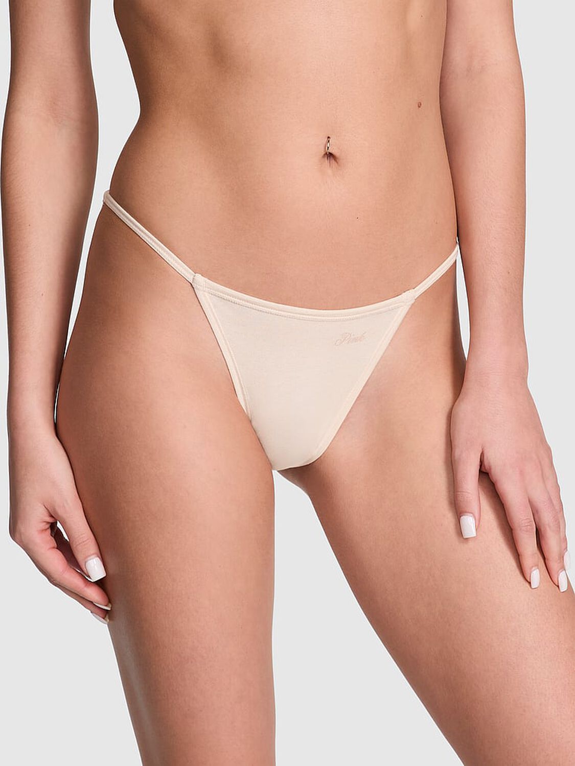 vs Pink Cotton String Bikini Panty 1 of 3 