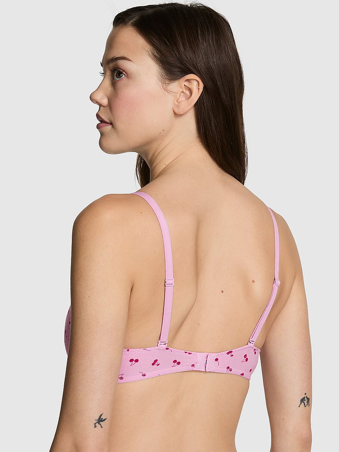 vs Pink Wear Everywhere Wear Everywhere Lightly Lined Wireless Bra Hushed Lilac Cherry Print 2 of 3 