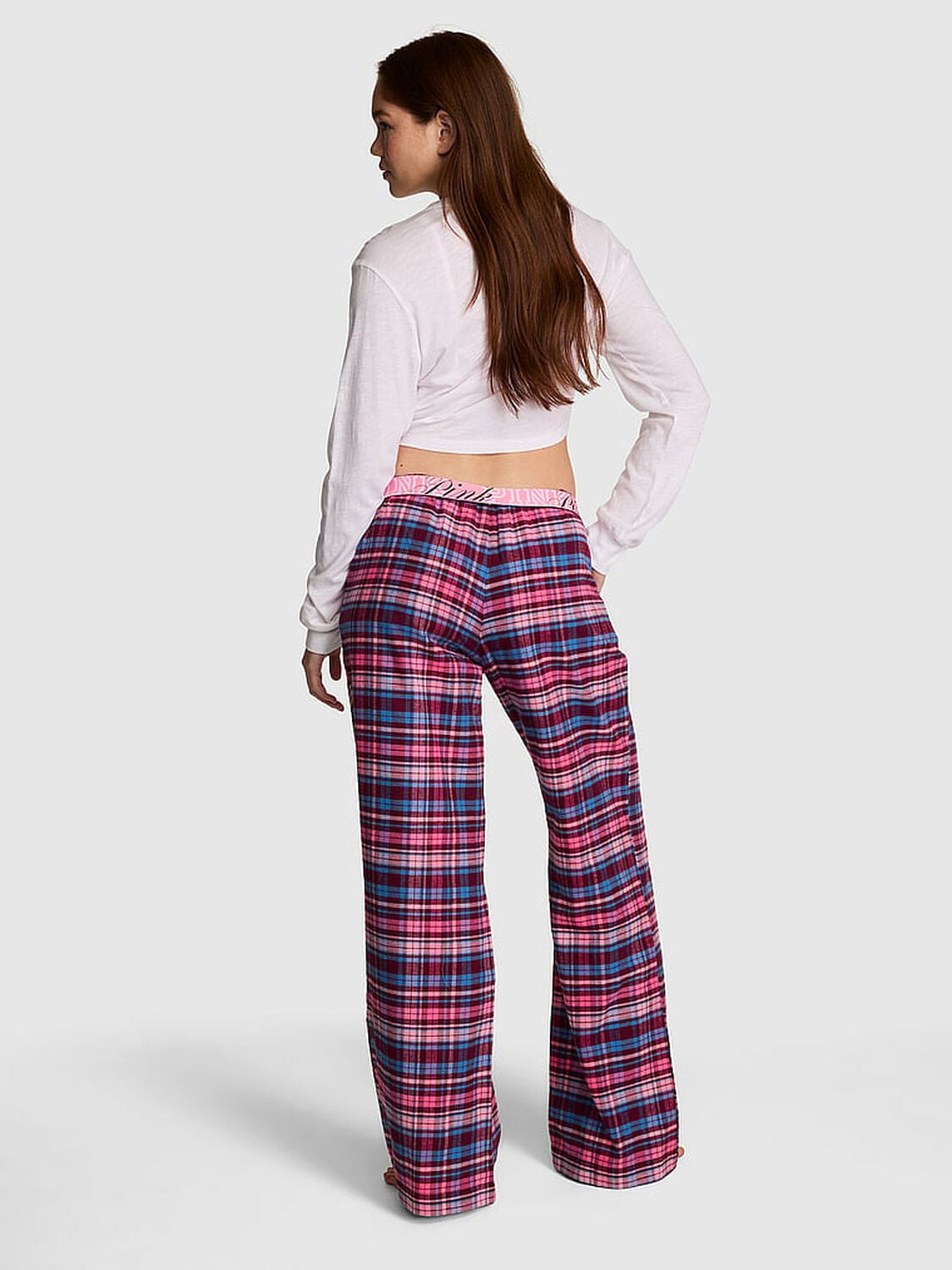 vs Pink 100% Cotton Favorite Flannel Pajama Pants Wild Rose Plaid 2 of 3 