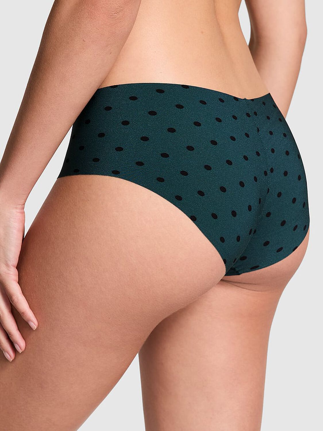 vs Pink No-Show Hiphugger Panty Deep Forest With Black Dot Print 2 of 3 