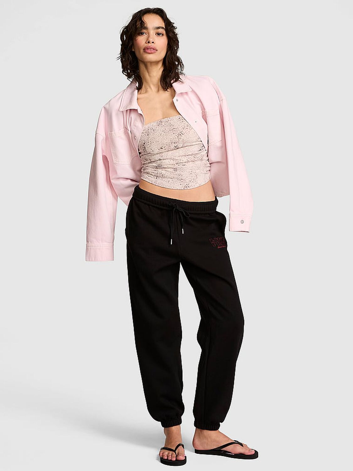 vs Pink Campus Fleece&trade; Sweatpants Pure Black 1 of 4 