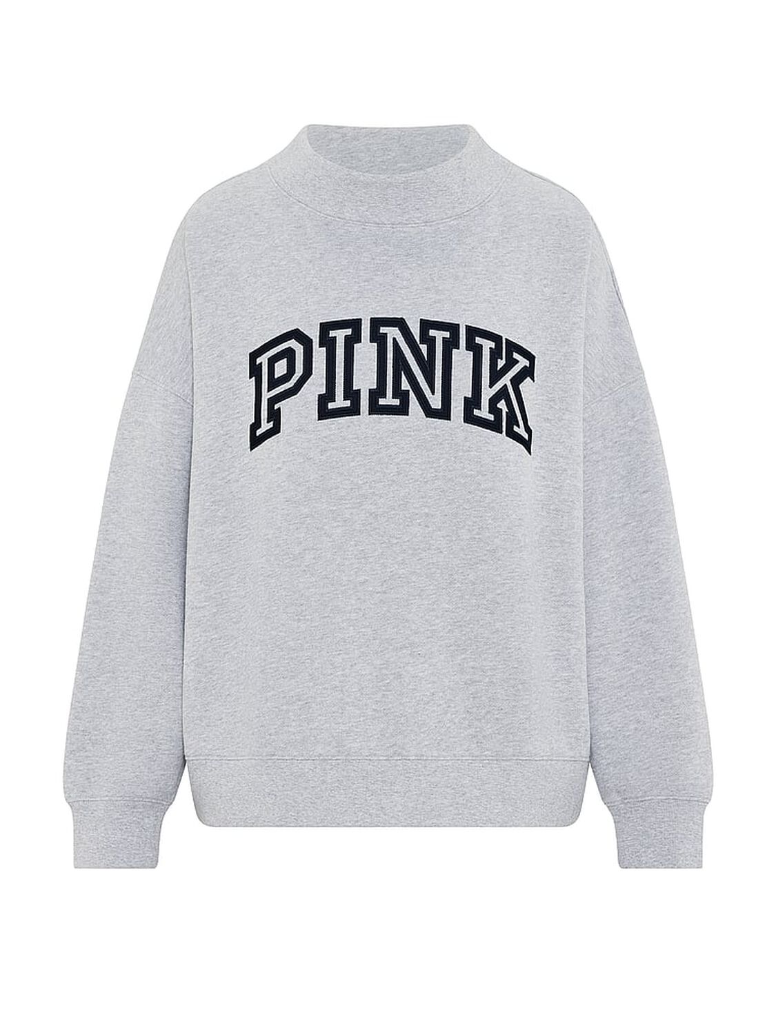vs Pink Campus Fleece&trade; Oversized Mock-Neck Sweatshirt Heather Grey 3 of 4 