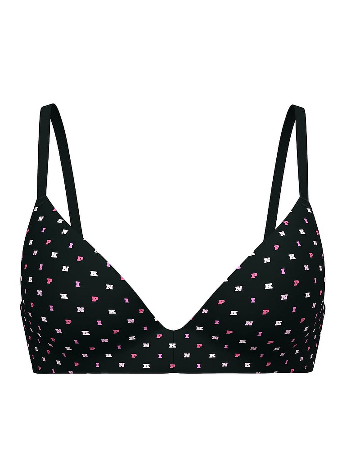 vs Pink Wear Everywhere Wear Everywhere Lightly Lined Wireless Bra Black Scattered Logo Print 3 of 3 