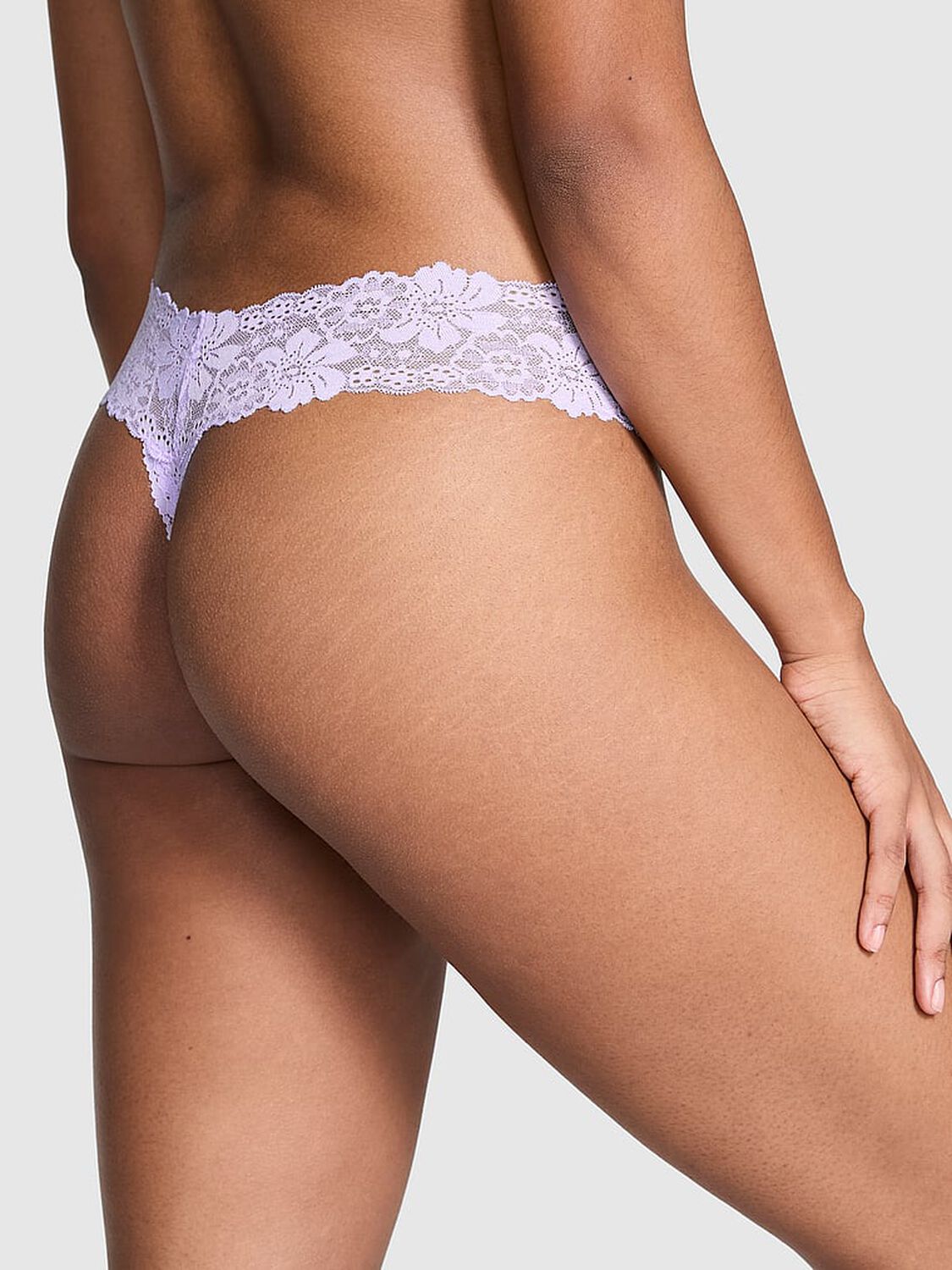 vs Pink Wink Lace Thong Panty Purple Cloud 2 of 3 