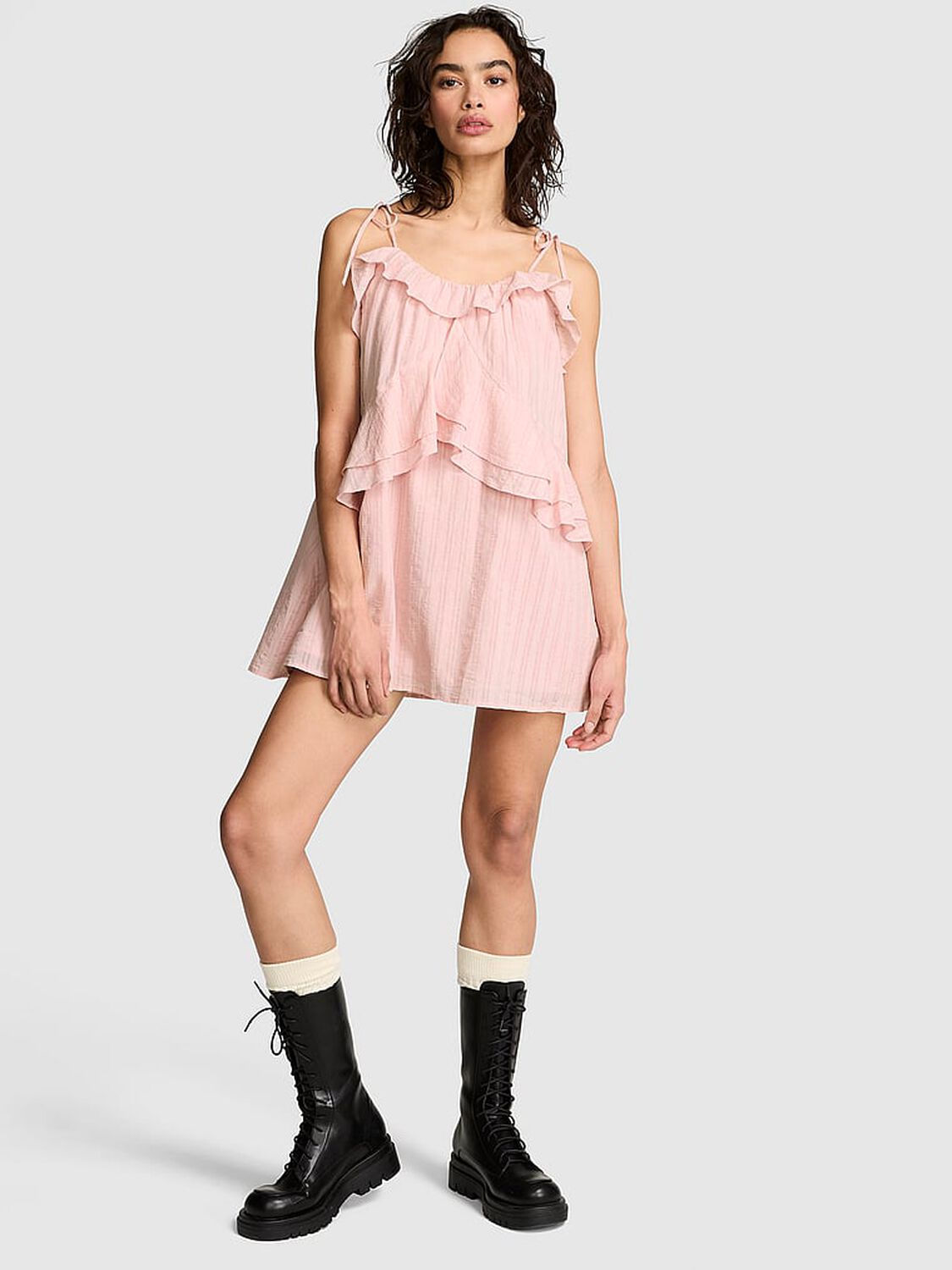 vs Pink Flowy Ruffle Mini Dress Dollhouse 1 of 3 