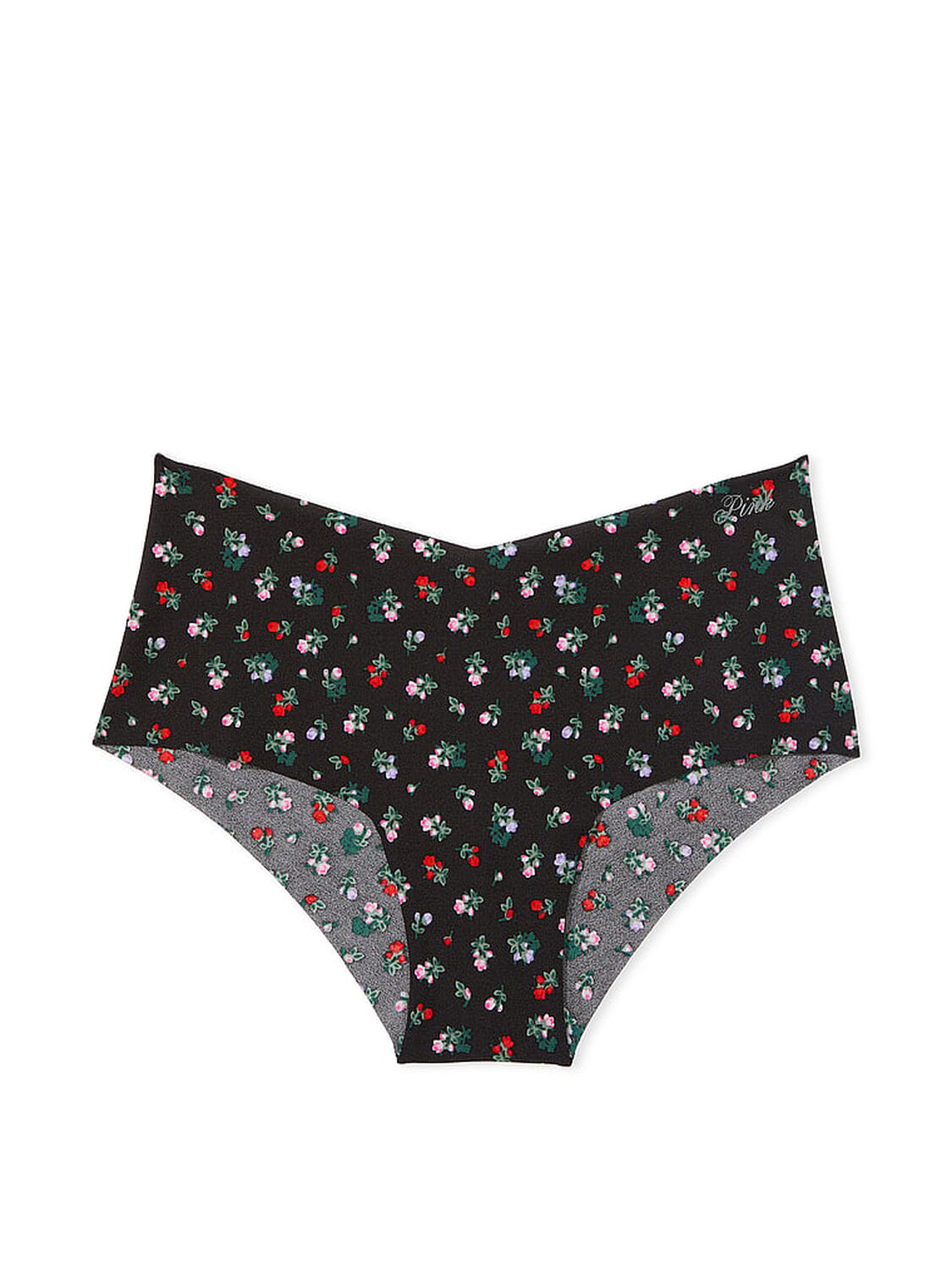 vs Pink No-Show Cheeky Panty Pure Black Floral Print 3 of 3 