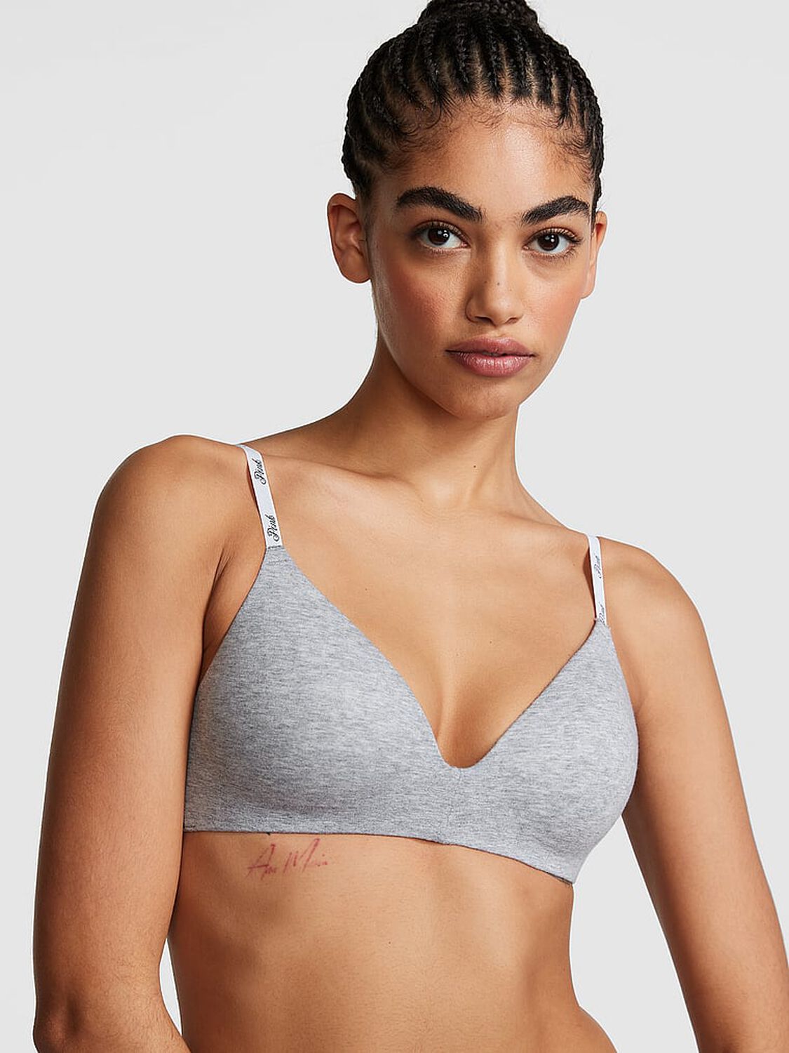 vs Pink Wear Everywhere Wear Everywhere Lightly Lined Wireless Bra Medium Heather Grey 1 of 3 