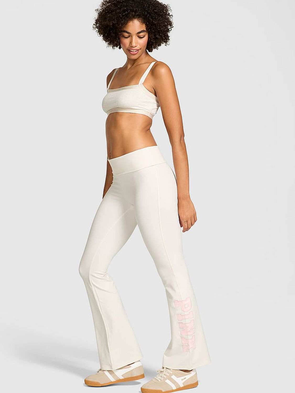 vs Pink Soft Modal Foldover Kick-Flare Leggings Winter White Soft Modal 1 of 2 