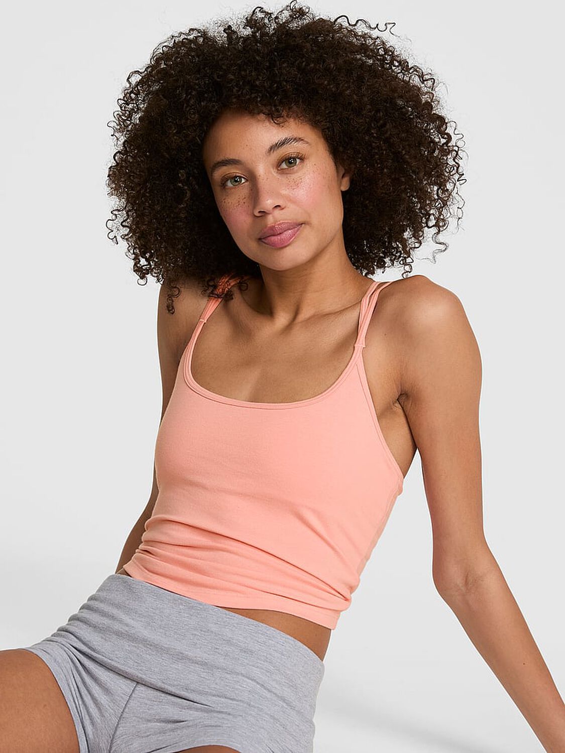 vs Pink All-Day Cotton&trade; Strappy Tank Top 1 of 2 