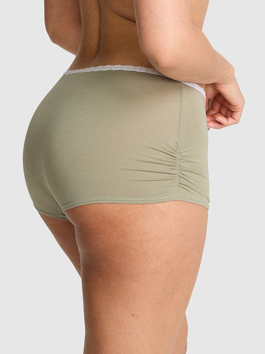 pink Pink Cotton Dorm Boyshort Panty Slate Green 2 of 2 