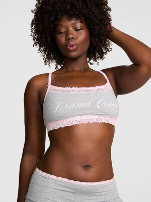 Cotton Lace-Trim Scoop Bralette