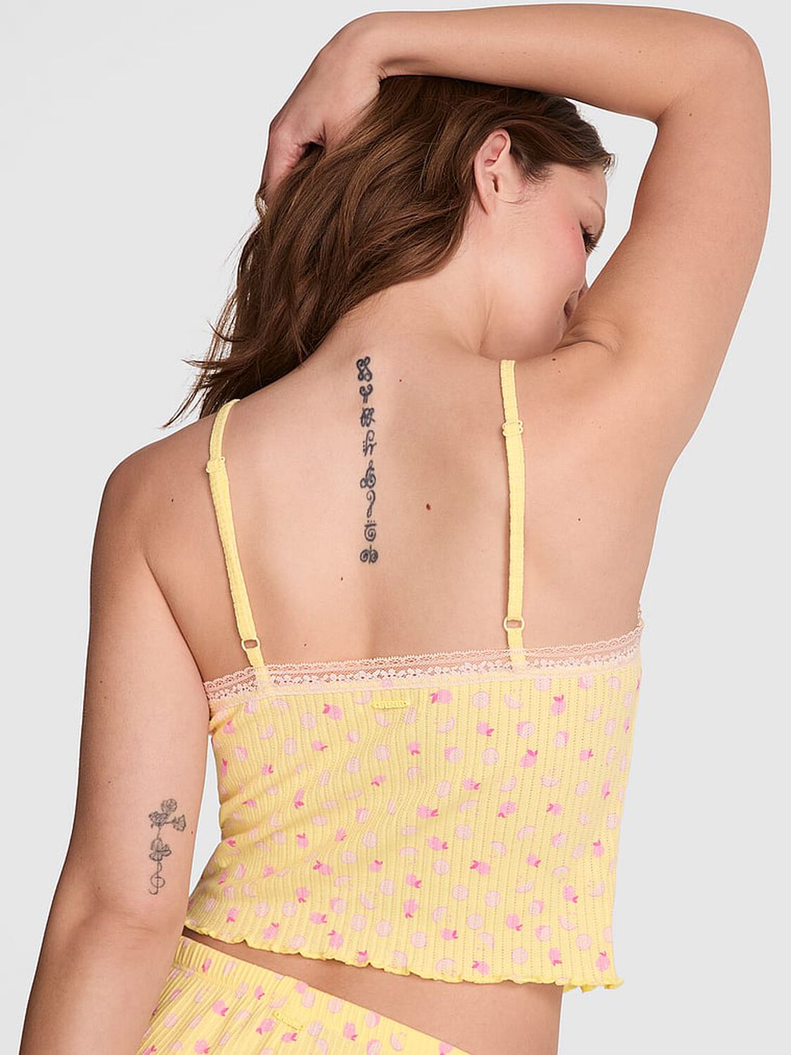 vs Pink Drop Needle Pointelle Tank Top Mellow Yellow Lemon Print 2 of 5 