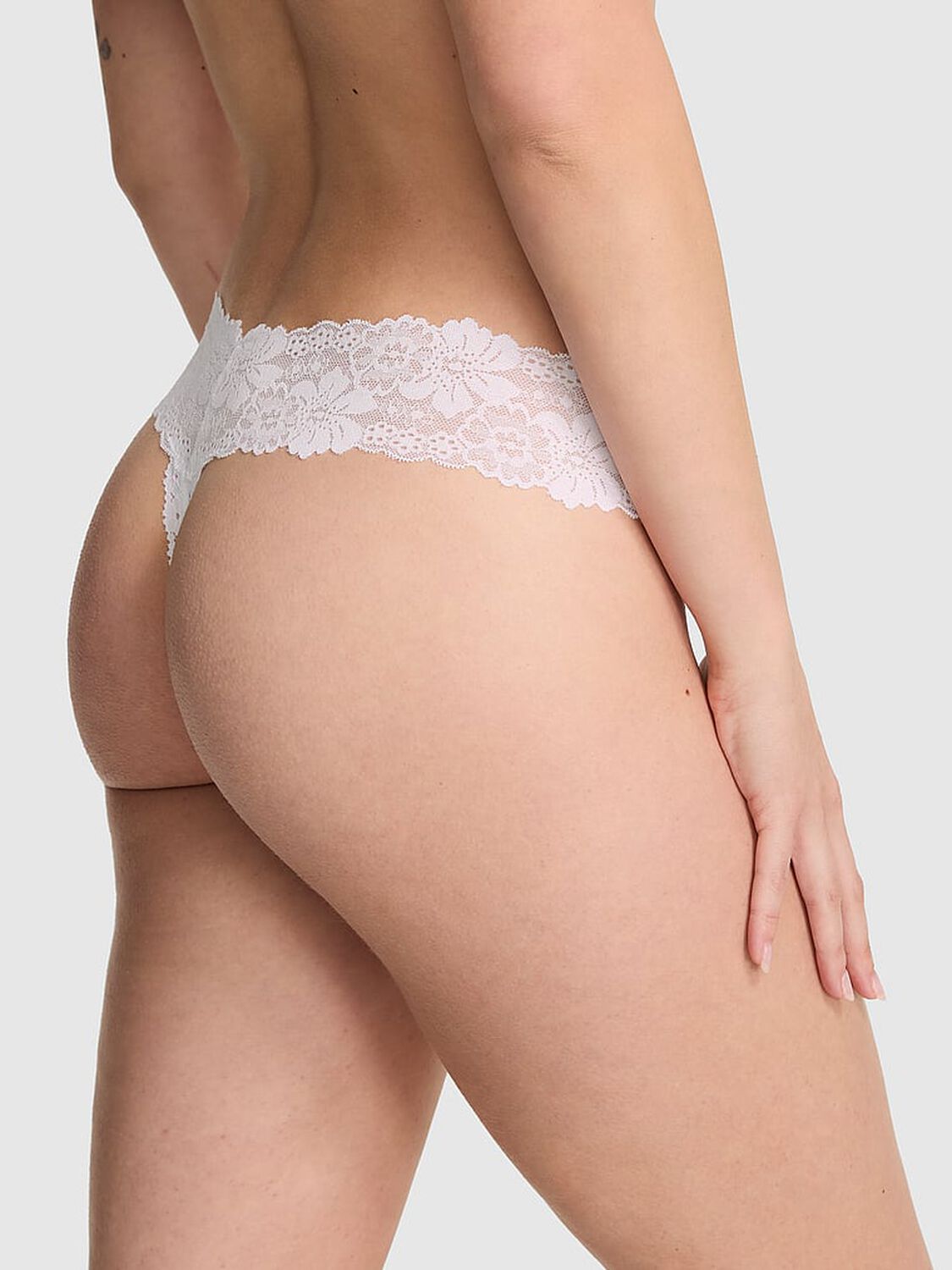 vs Pink PINK Wink&trade; Lace-Trim Thong Panty Vs White Multi Color Butterfly 2 of 3 