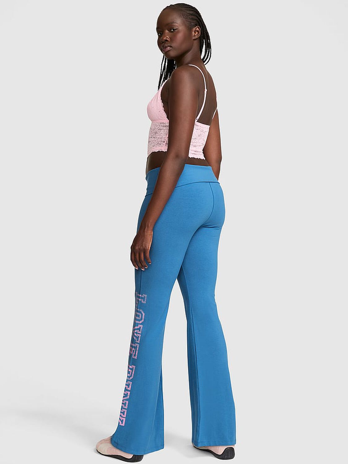 vs Pink All-Day Cotton&trade; Foldover Flare Leggings 2 of 2 