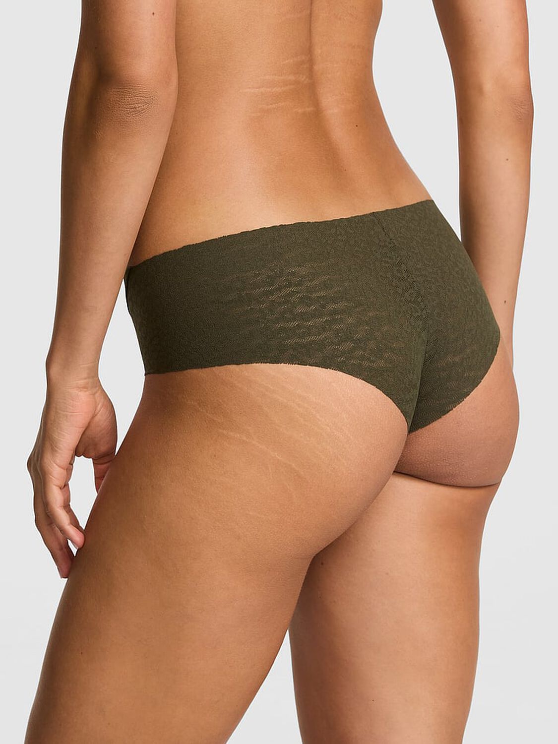 vs Pink No-Show Cheeky Panty Olive 2 of 3 