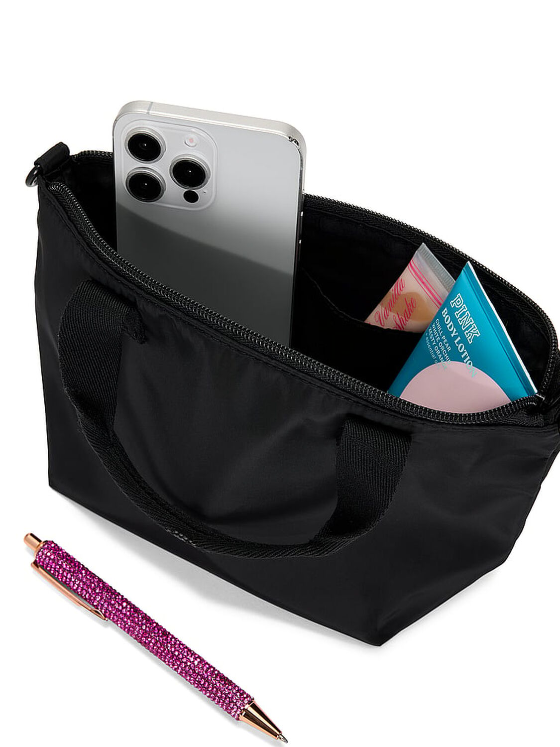 vs Pink Mini Crossbody Nylon Tote Bag Black 3 of 4 