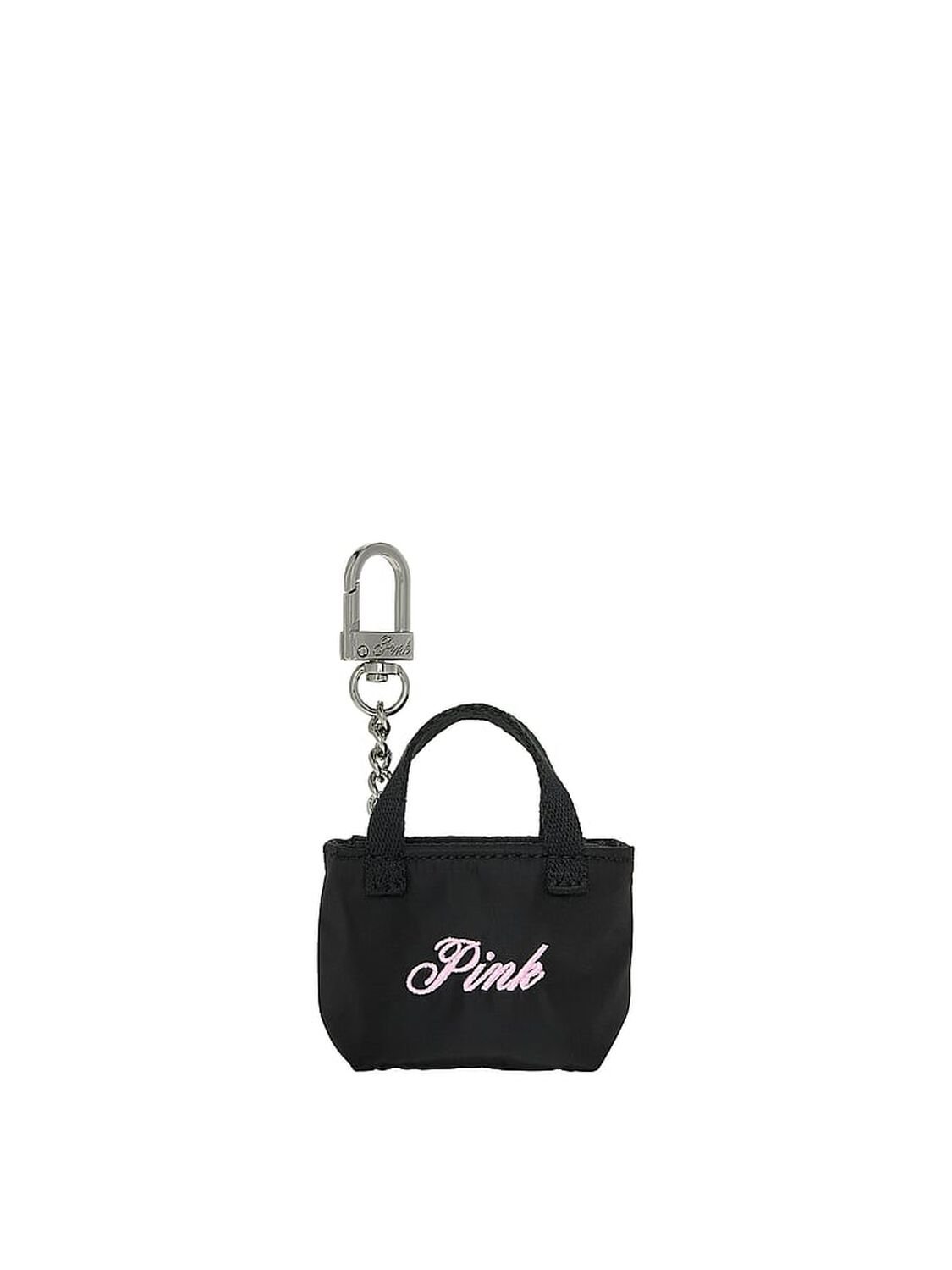 vs Pink Mini Tote Keychain Charm Black With Pink Tulip Pink 1 of 2 