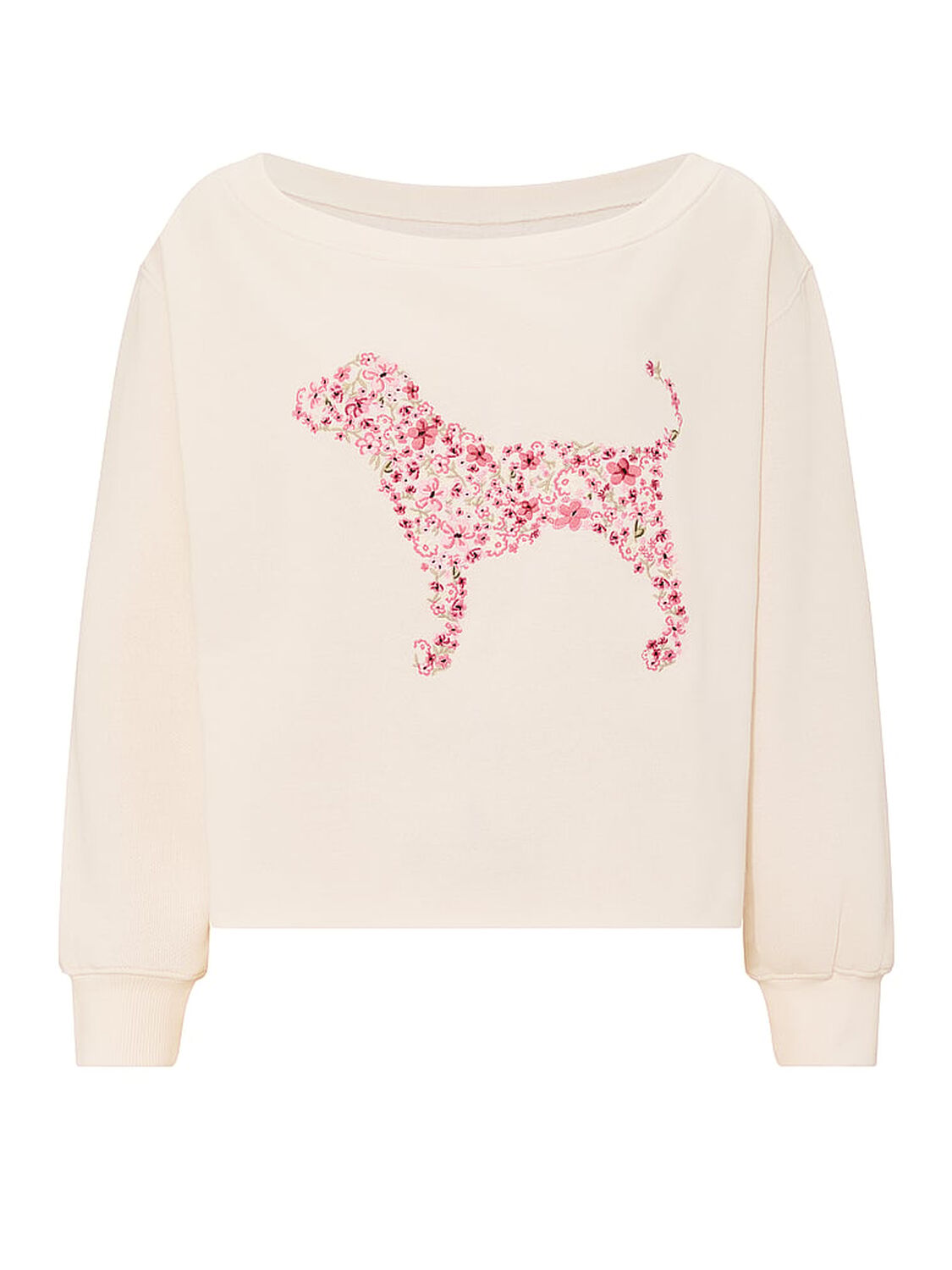 vs Pink Campus Fleece&trade; Rib Off-The-Shoulder Sweatshirt Winter White 3 of 3 
