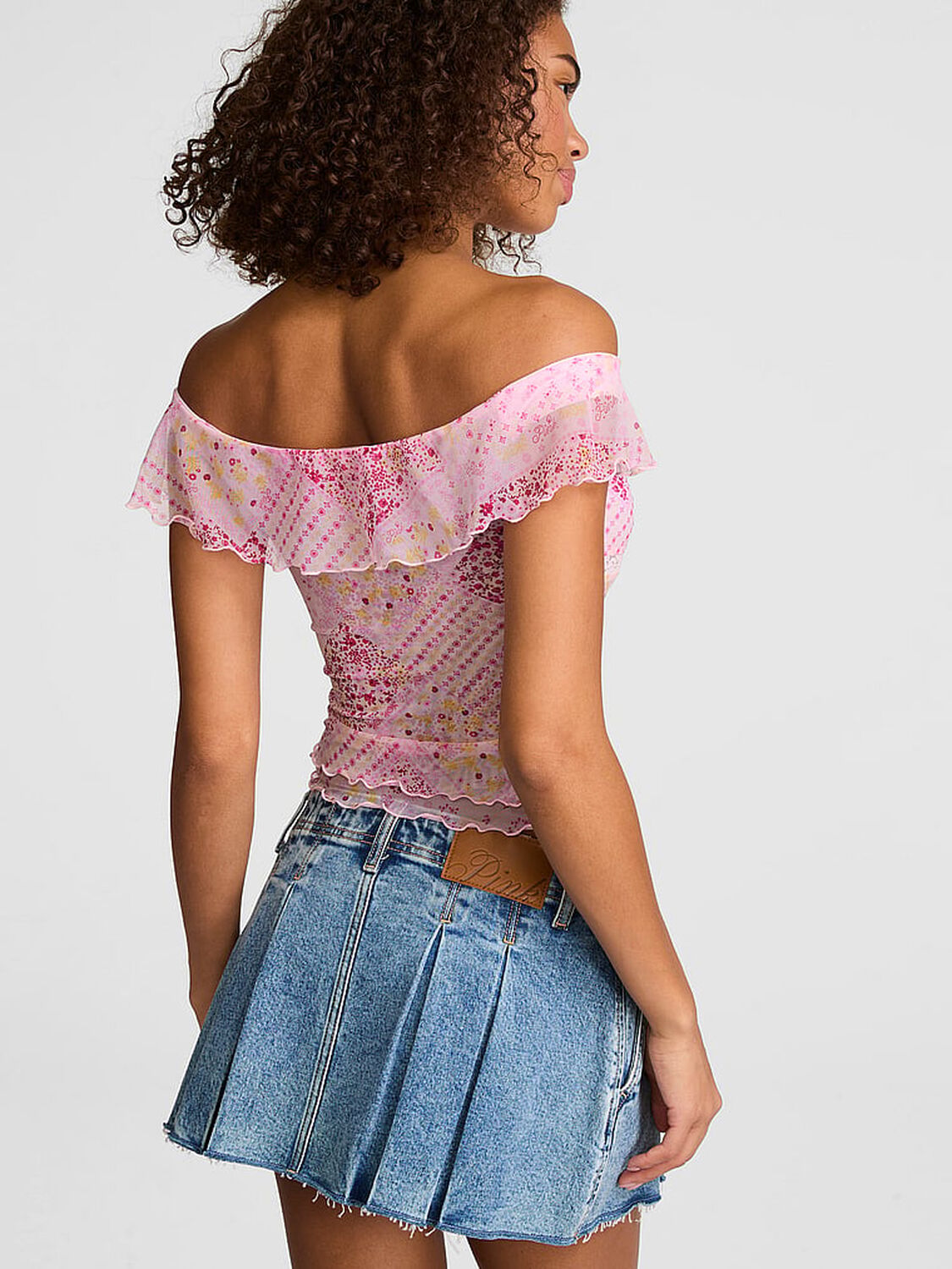 vs Pink Off-The-Shoulder Ruffle Top Pink Tulip Floral 2 of 3 